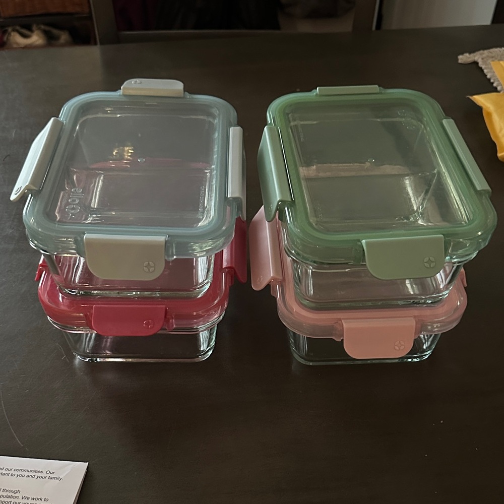 4 glass meal prep containers